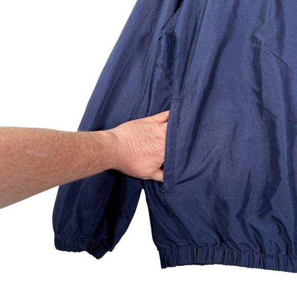 FootJoy FJ Mens Windbreaker Jacket Size L Navy Blue Golf Pullover Pockets V Neck - Picture 4 of 11